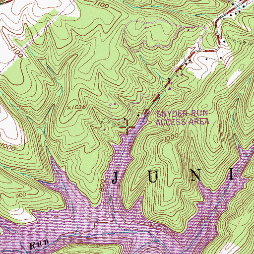 Topographic Map of Snyder Run Access Area, PA