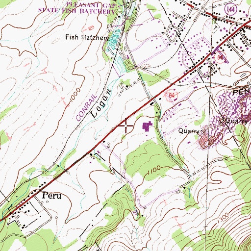 Topographic Map of Pleasant Gap State Fish Hatchery, PA