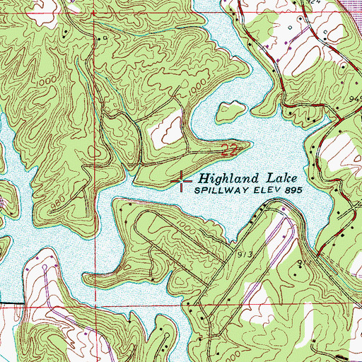 Topographic Map of Highland Lake, AL