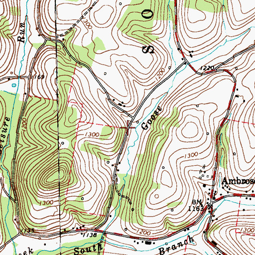 Topographic Map of Ambrose School (historical), PA