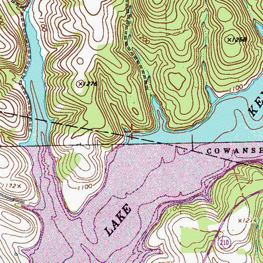 Topographic Map of Green Oak, PA