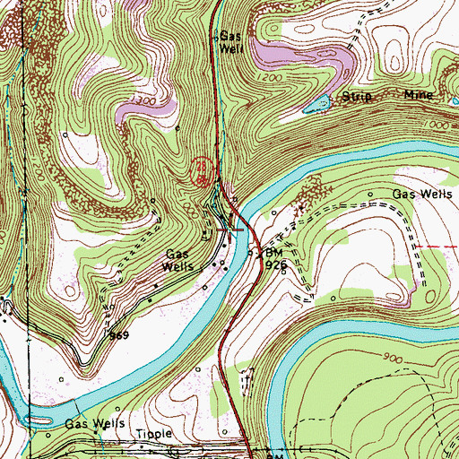 Topographic Map of Mahoning Furnace, PA