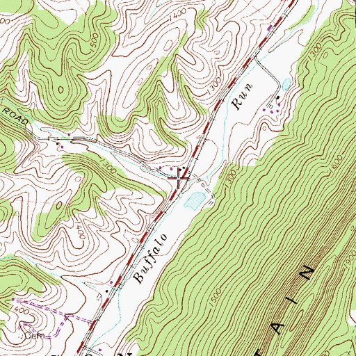 Topographic Map of Buffalo Run School (historical), PA