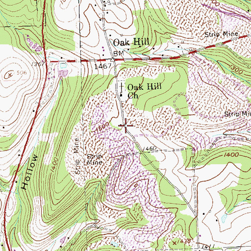 Topographic Map of Oak Hill School, PA