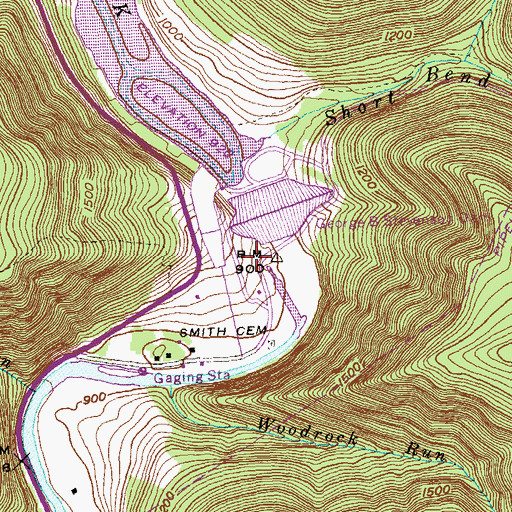 Topographic Map of First Fork School (historical), PA