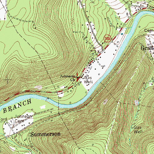 Topographic Map of Johnson Church, PA