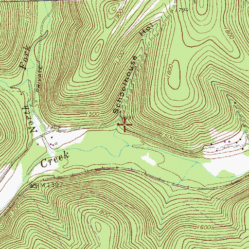 Topographic Map of Rathbun School, PA