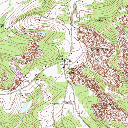 Topographic Map of Ridge School, PA