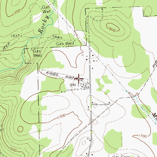 Topographic Map of Kings Airfield (historical), PA