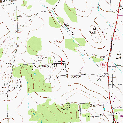 Topographic Map of Ott School, PA
