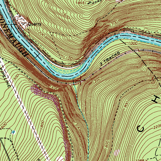 Topographic Map of Packsaddle, PA