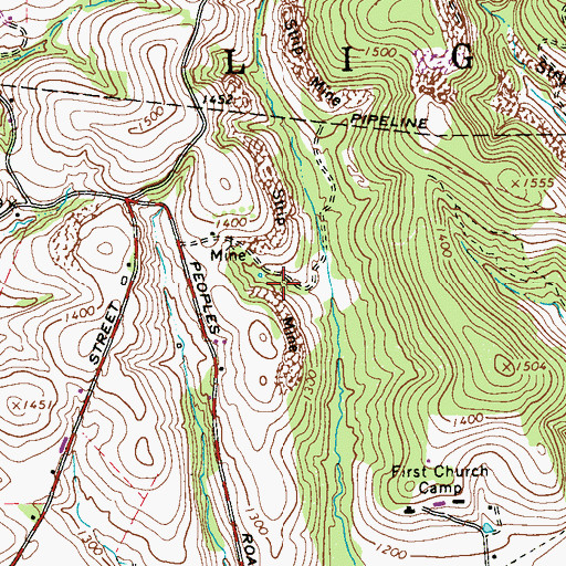 Topographic Map of Old Colony, PA