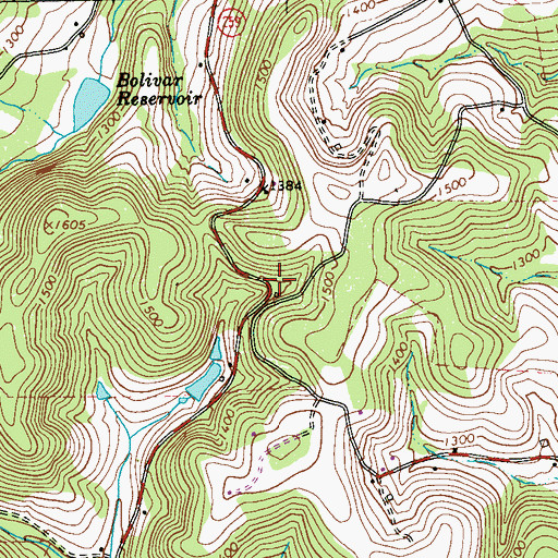Topographic Map of West School, PA