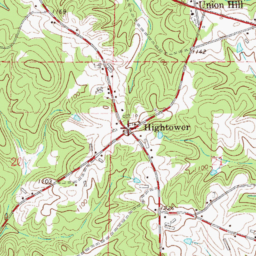 Topographic Map of Hightower, AL