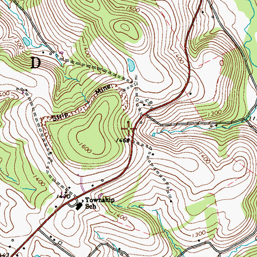 Topographic Map of Fort School, PA
