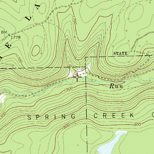 Topographic Map of Woodchuck Run, PA