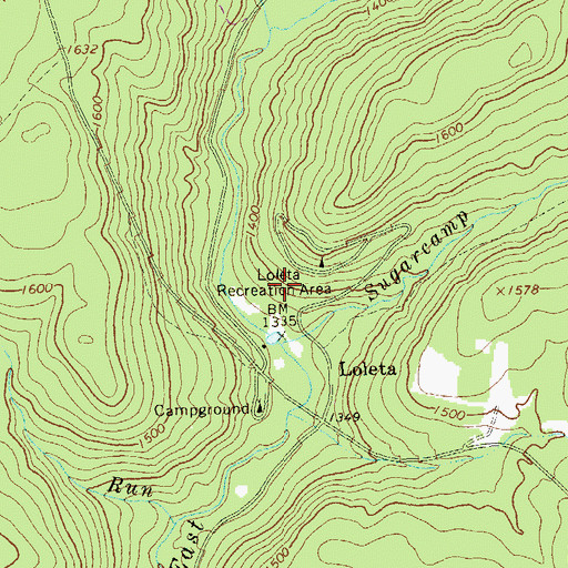 Topographic Map of Loleta Fire Tower (historical), PA