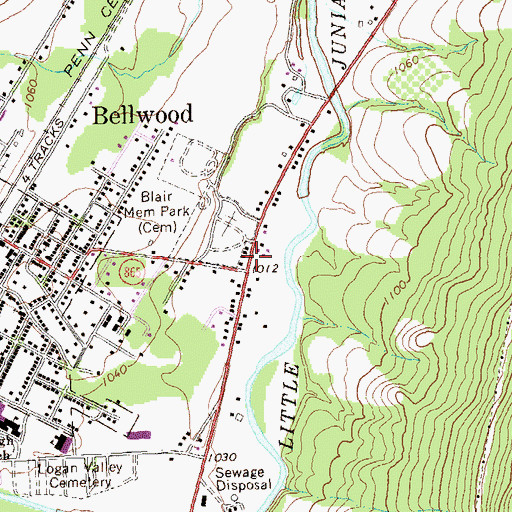Topographic Map of Beech Grove School, PA