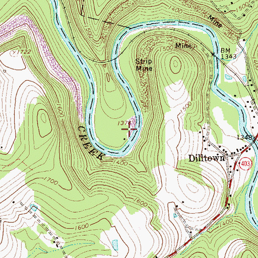 Topographic Map of Scottglen, PA
