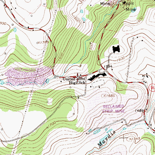 Topographic Map of Shellbark School (historical), PA