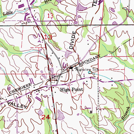 Topographic Map of Highview School, AL
