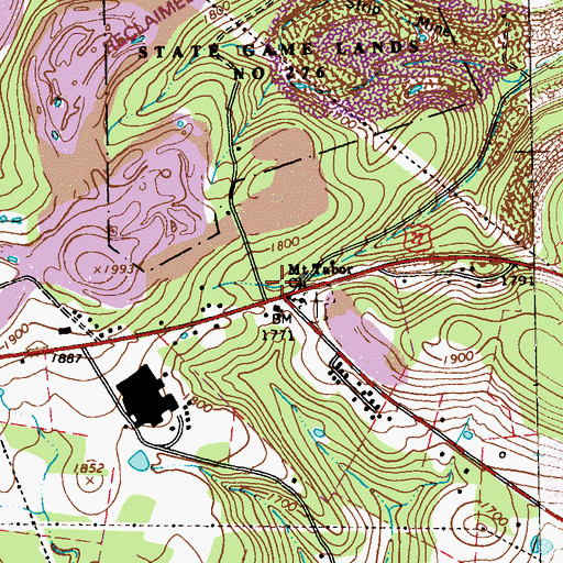 Topographic Map of Ridge School, PA