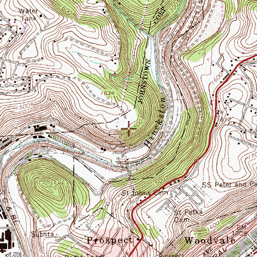 Topographic Map of Rosedale, PA