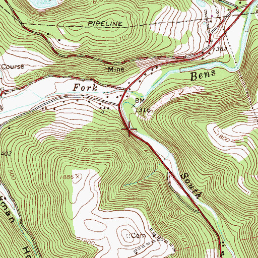 Topographic Map of Mishler, PA