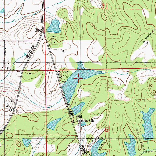 Topographic Map of Hill and Hill Lake, AL