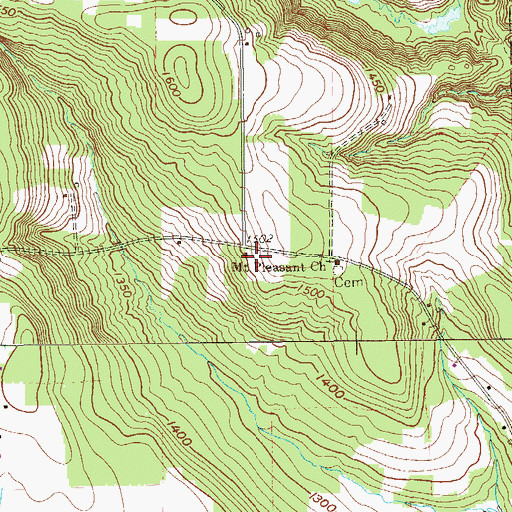 Topographic Map of Mount Pleasant School, PA