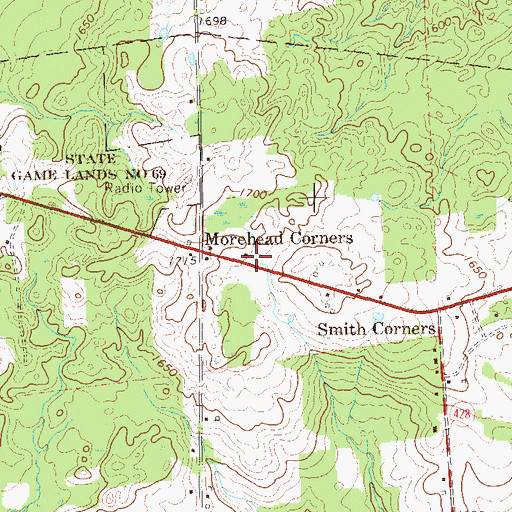Topographic Map of Melvin School, PA