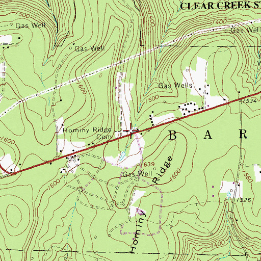 Topographic Map of Pine Grove School, PA