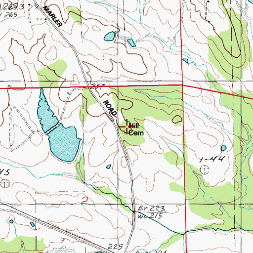Topographic Map of Hill Cemetery, AL