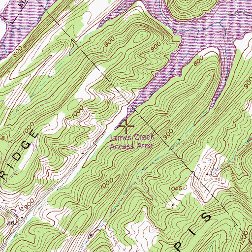 Topographic Map of James Creek Access Area, PA
