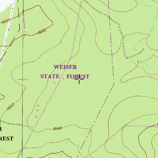 Topographic Map of Weiser State Forest, PA