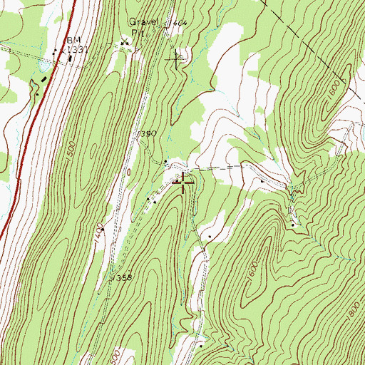 Topographic Map of Teaberry School, PA
