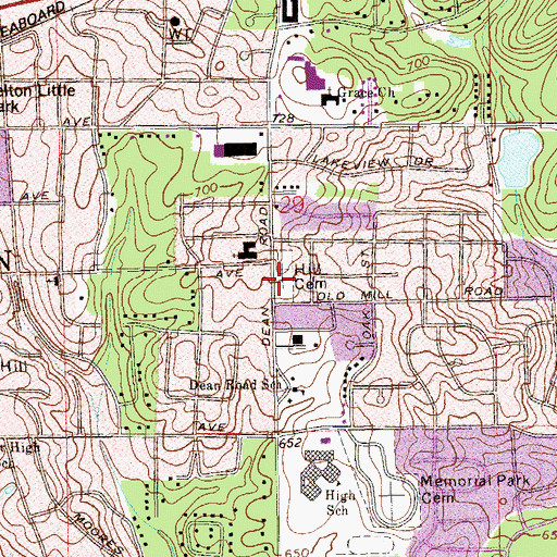 Topographic Map of Hill Cemetery, AL