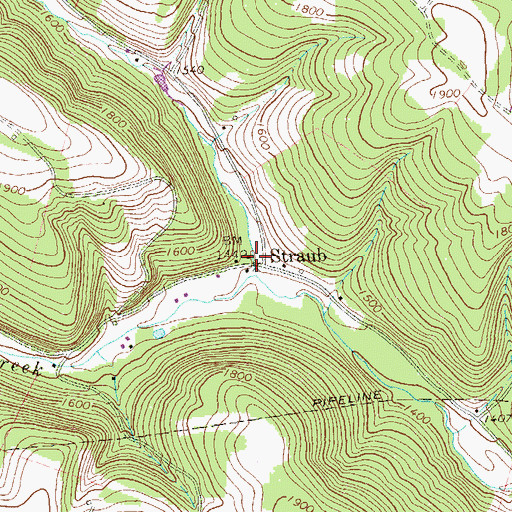 Topographic Map of Mowry School, PA