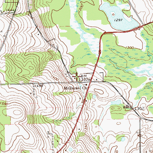 Topographic Map of McDaniels School, PA