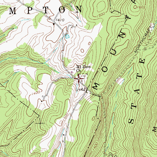 Topographic Map of Mount Zion, PA