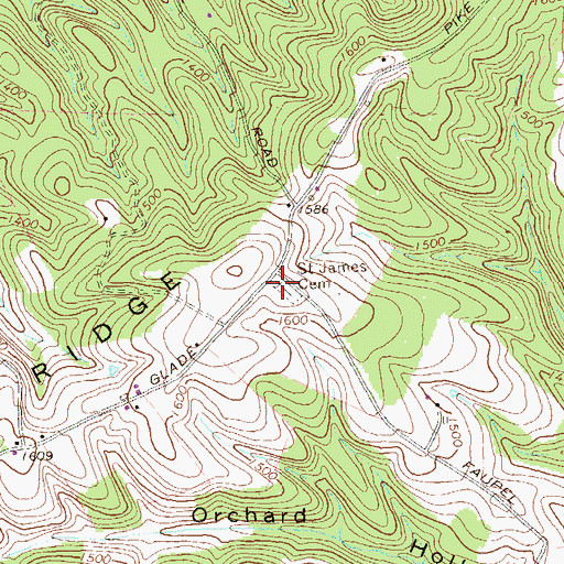 Topographic Map of Saint James Church (historical), PA