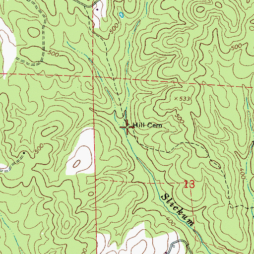 Topographic Map of Hill Cemetery, AL
