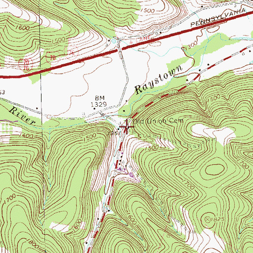 Topographic Map of Old Philson School, PA