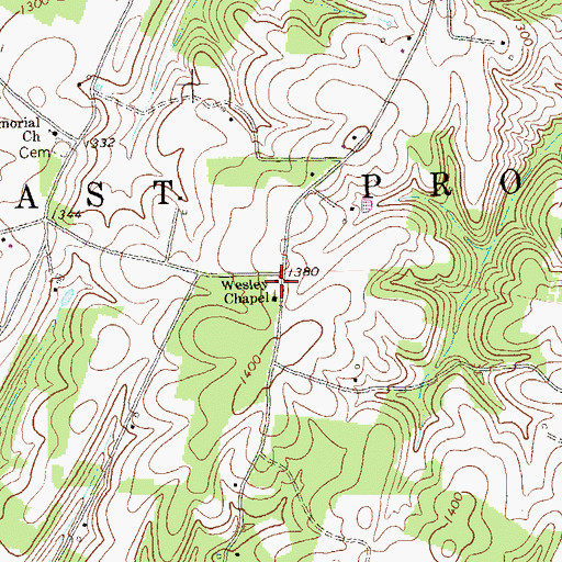 Topographic Map of Woodbush School, PA