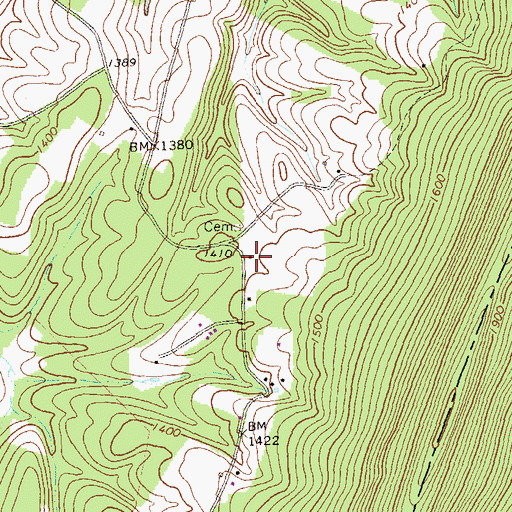Topographic Map of Oak Grove School, PA