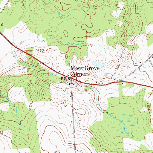 Topographic Map of Moss Grove School, PA