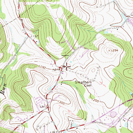 Topographic Map of Smathers, PA