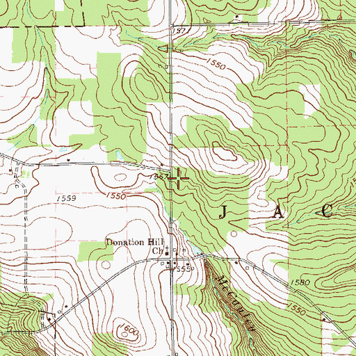 Topographic Map of Donation School (historical), PA