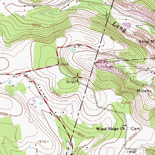 Topographic Map of Grip, PA