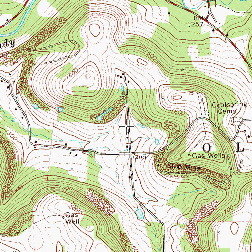 Topographic Map of Smith School (historical), PA